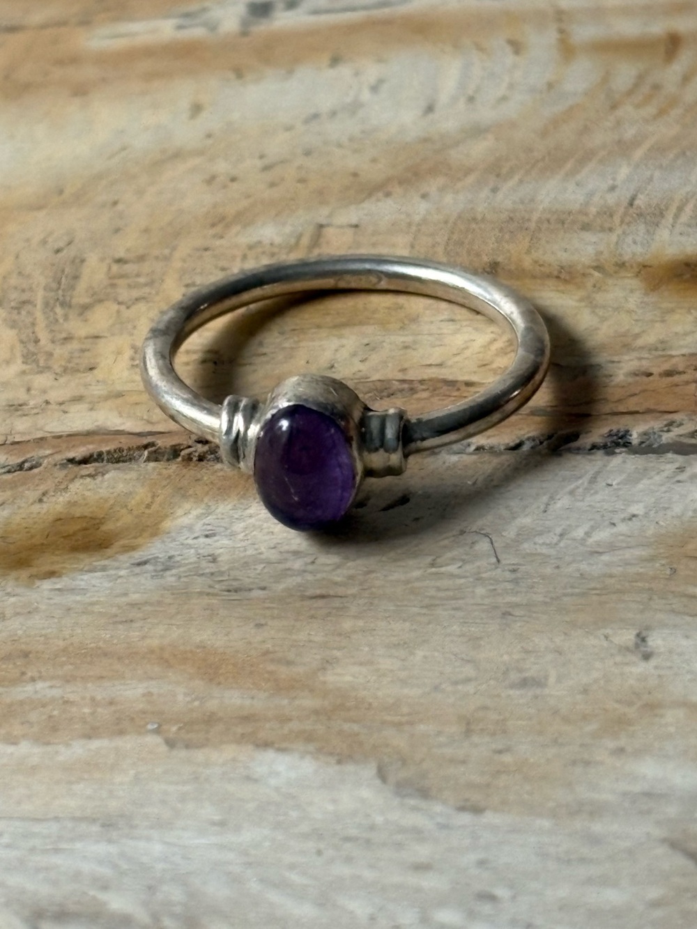 Sterling Silver Amethyst Boho Stackable Ring